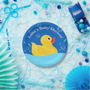 Sweet Rubber Ducky Bubbles Baby Shower Paper Plate