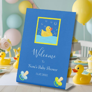 Sweet Rubber Ducky Welcome Baby Shower Welcome Pedestal Sign
