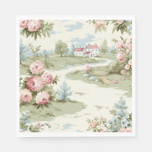 Sweet Rustic Country Home Floral Landscape Napkin (Front)
