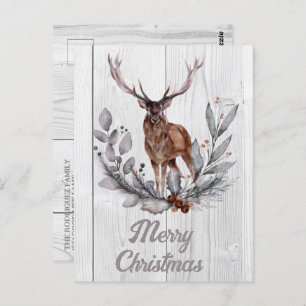 Sweet Rustic Deer Merry Christmas Postcard