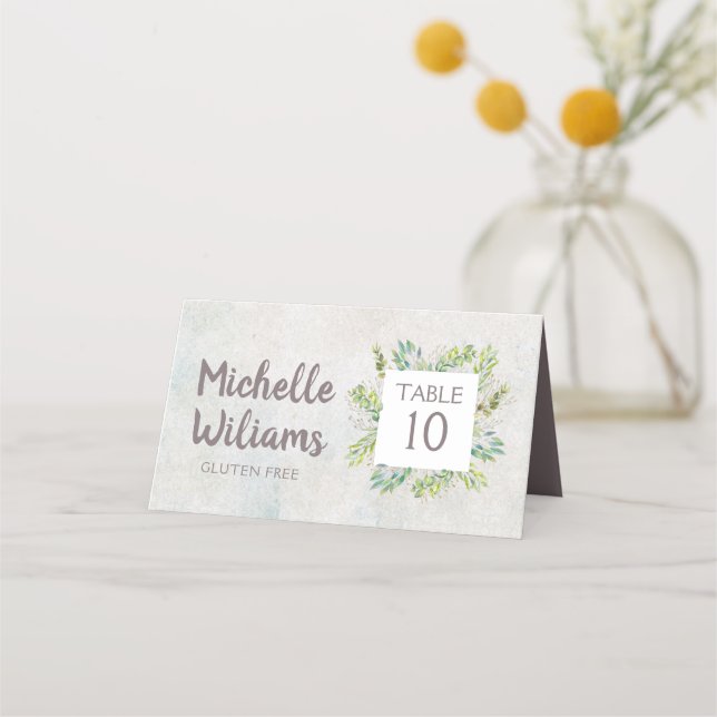 Sweet Rustic Eucalyptus Greenery Wedding  Place Card (Back)