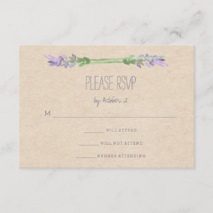 Sweet Rustic Purple Lavender on Kraft Look RSVP Card
