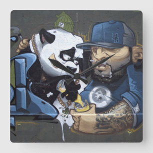 Sweet Sad Panda Found A Buddy Square Wall Clock