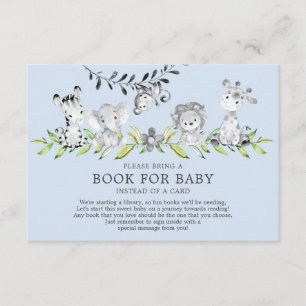 Sweet Safari Animals Baby Shower Book for Baby Enclosure Card