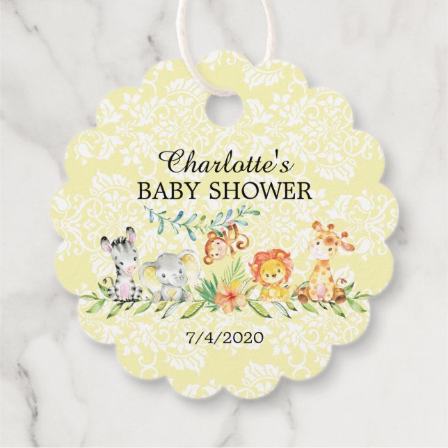 Sweet Safari Animals Baby Shower Favour Gift Tag (Back)