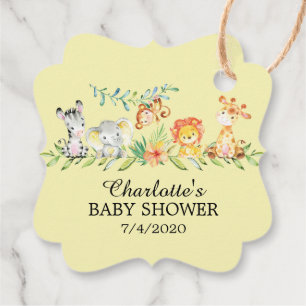 Sweet Safari Animals Baby Shower Favour Gift Tag