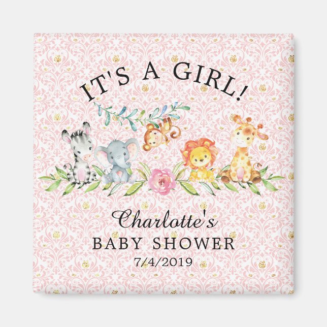 Sweet Safari Animals  Baby Shower Favour  Magnet (Front)