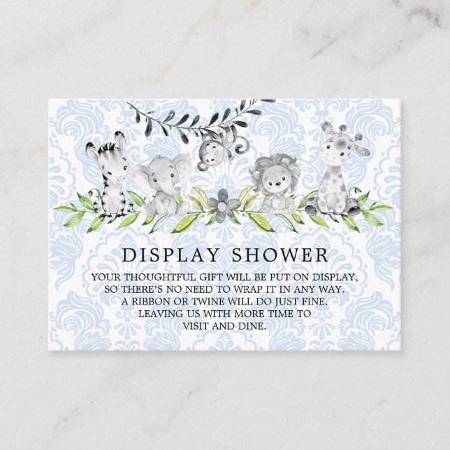Sweet Safari Animals Baby Shower Gift Display Enclosure Card (Front)