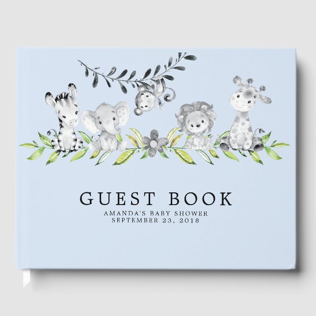 Sweet Safari Animals Baby Shower Guest Book (Front)