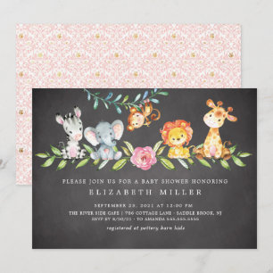 Sweet Safari Animals Baby Shower Invitation
