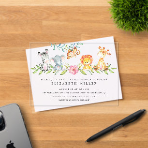 Sweet Safari Animals Baby Shower Invitation
