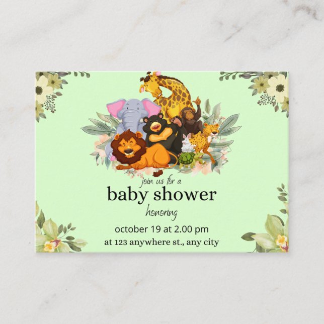 Sweet Safari Animals Baby Shower Invitation (Front)