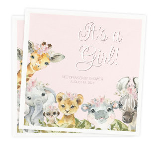 Sweet Safari Animals Baby Shower Napkin