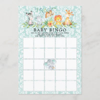 Sweet Safari Animals BINGO Baby Shower Game