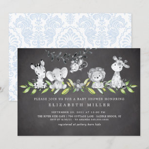 Sweet Safari Animals Boy Baby Shower Invitation