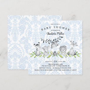 Sweet Safari Animals Boys Baby Shower Invitation