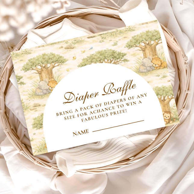 Sweet Safari Animals Diapper Raffle Enclosure Card (Creator Uploaded)