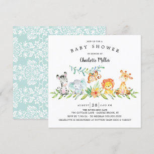 Sweet Safari Animals Gender Neutral Baby Shower In Invitation