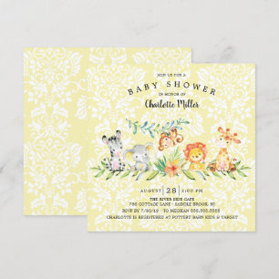 Sweet Safari Animals Gender Neutral Baby Shower Invitation