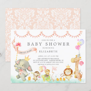 Sweet Safari Animals Parade Baby Shower Invitation