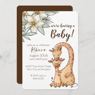 Sweet Safari Baby and Mum Giraffe Invitation