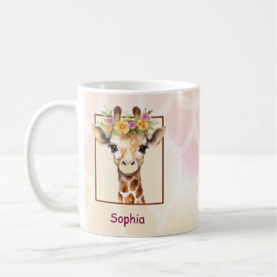 Sweet Safari Baby Giraffe in Pink and Yellow Coffee Mug