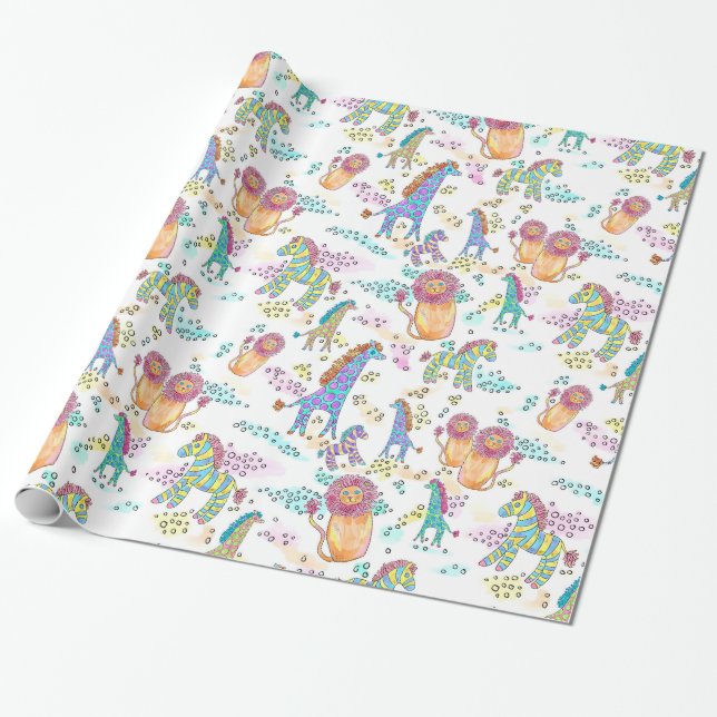 sweet safari baby jungle animal gift wrap (Unrolled)