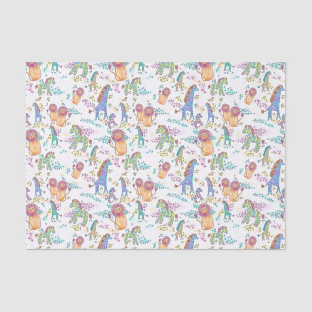 sweet safari cute baby jungle animal tissue paper (Front)