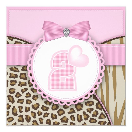 Sweet Safari Girls Birthday Party Card