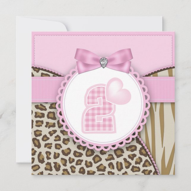 Sweet Safari Girls Birthday Party Invitation (Front)