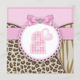 Sweet Safari Girls Birthday Party Invitation