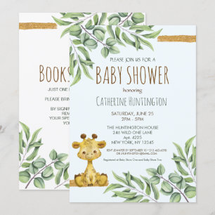 Sweet Safari Jungle Giraffe Baby Shower Invitation