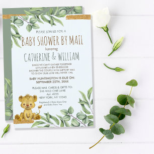 Sweet Safari Jungle Lion Baby Shower By Mail Invitation