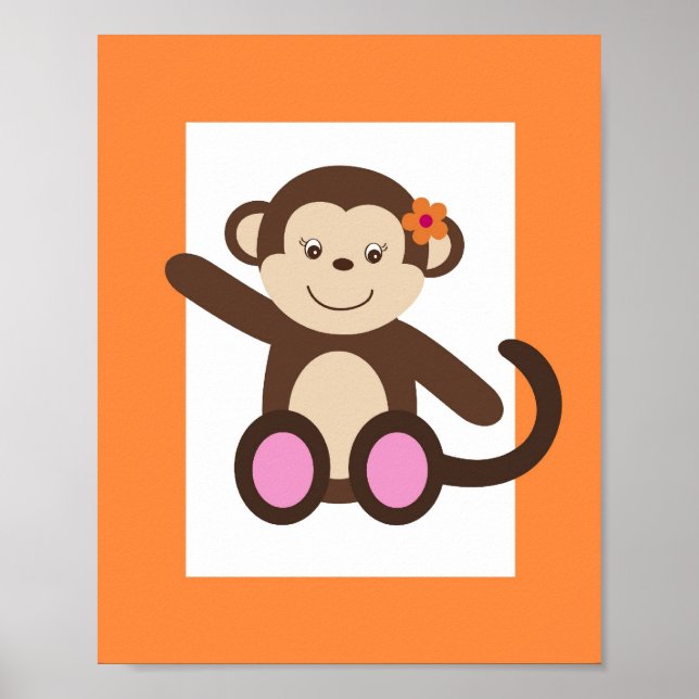 Sweet Safari Monkey Nursery Wall Art Print (Front)
