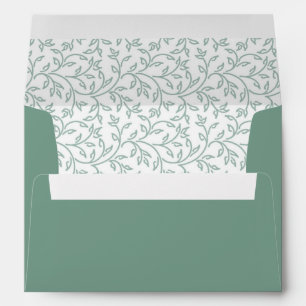 Sweet Sage Green Floral Wedding Envelopes