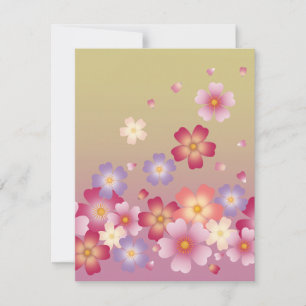 Sweet Sakura Blossoms Kimono Style Pink & Green Card