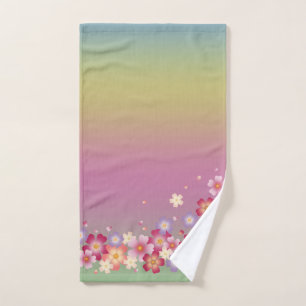 Sweet Sakura Blossoms Kimono Style Rainbow Hand Towel