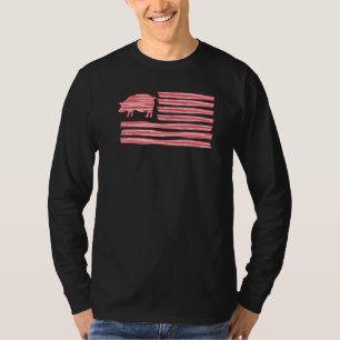 Sweet Salted Smoke Meaty Pig Flag Artwork Bacon T-Shirt