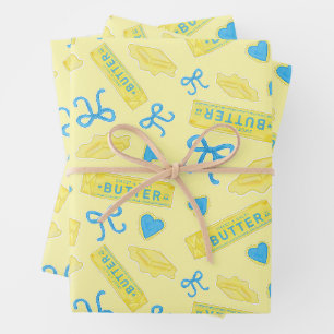 Sweet & Salty Butter Bows and Hearts Pattern Wrapping Paper Sheet