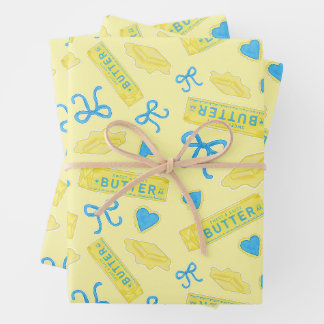 Sweet & Salty Butter Bows and Hearts Pattern Wrapping Paper Sheet