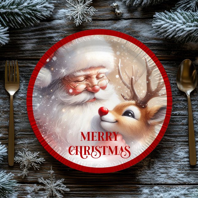 Sweet Santa and Red Nose Rudolph Holiday Plates (Sweet Santa and Red Nose Rudolph Holiday Plates)