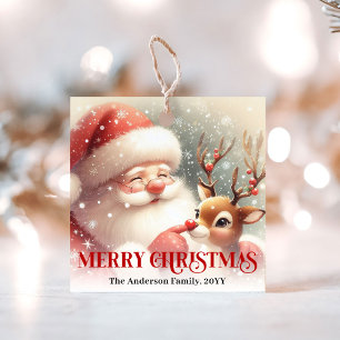 Sweet Santa and Rudolph Christmas Gift Tag Set