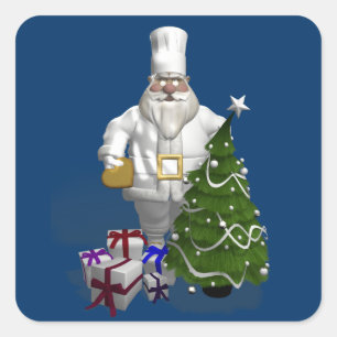 Sweet Santa Claus Chef Square Sticker
