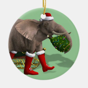 Sweet Santa Claus Elephant Ceramic Tree Decoration