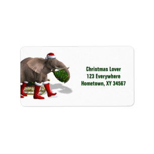 Sweet Santa Claus Elephant Label