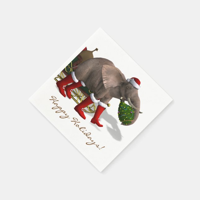 Sweet Santa Claus Elephant Napkin (Corner)