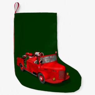 Sweet Santa Claus In Fire Engine Small Christmas Stocking