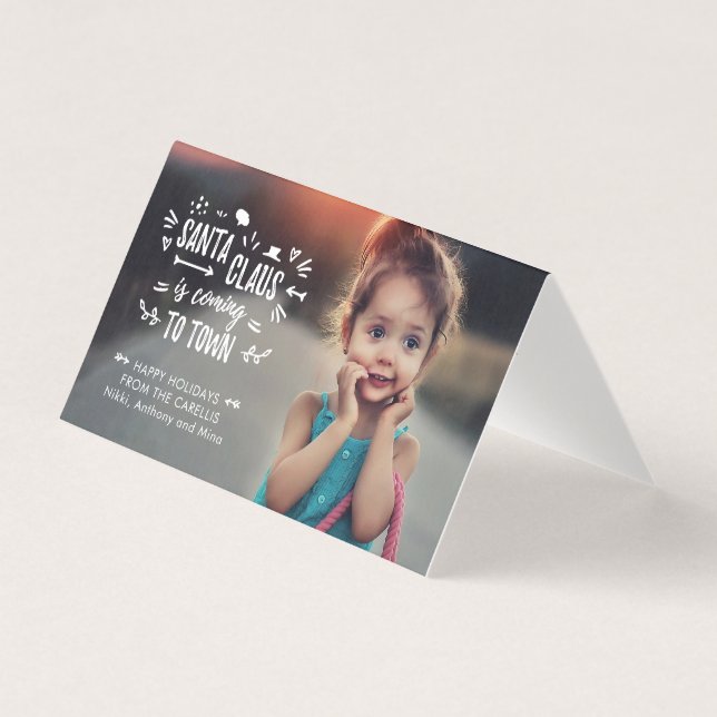 Sweet Santa Claus is coming Script Photo Mini Card (Front)