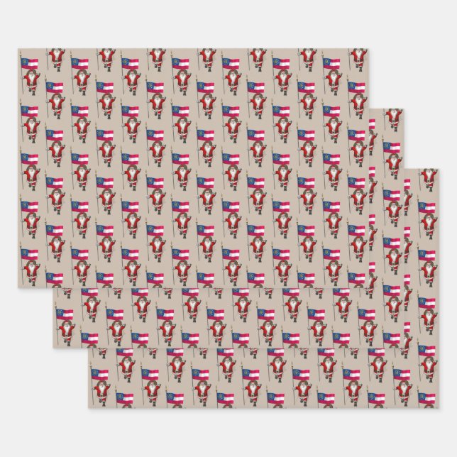 Sweet Santa Claus Visits Georgia Wrapping Paper Sheet (Set)