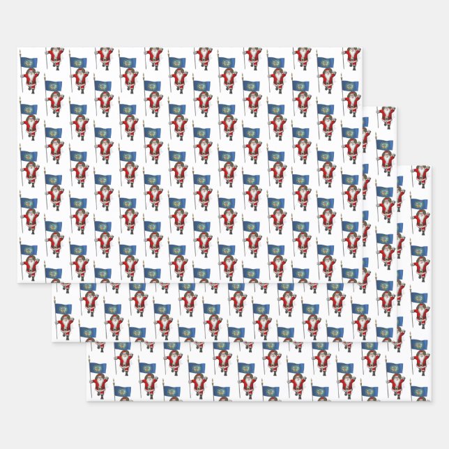 Sweet Santa Claus Visits Nebraska Wrapping Paper Sheet (Set)